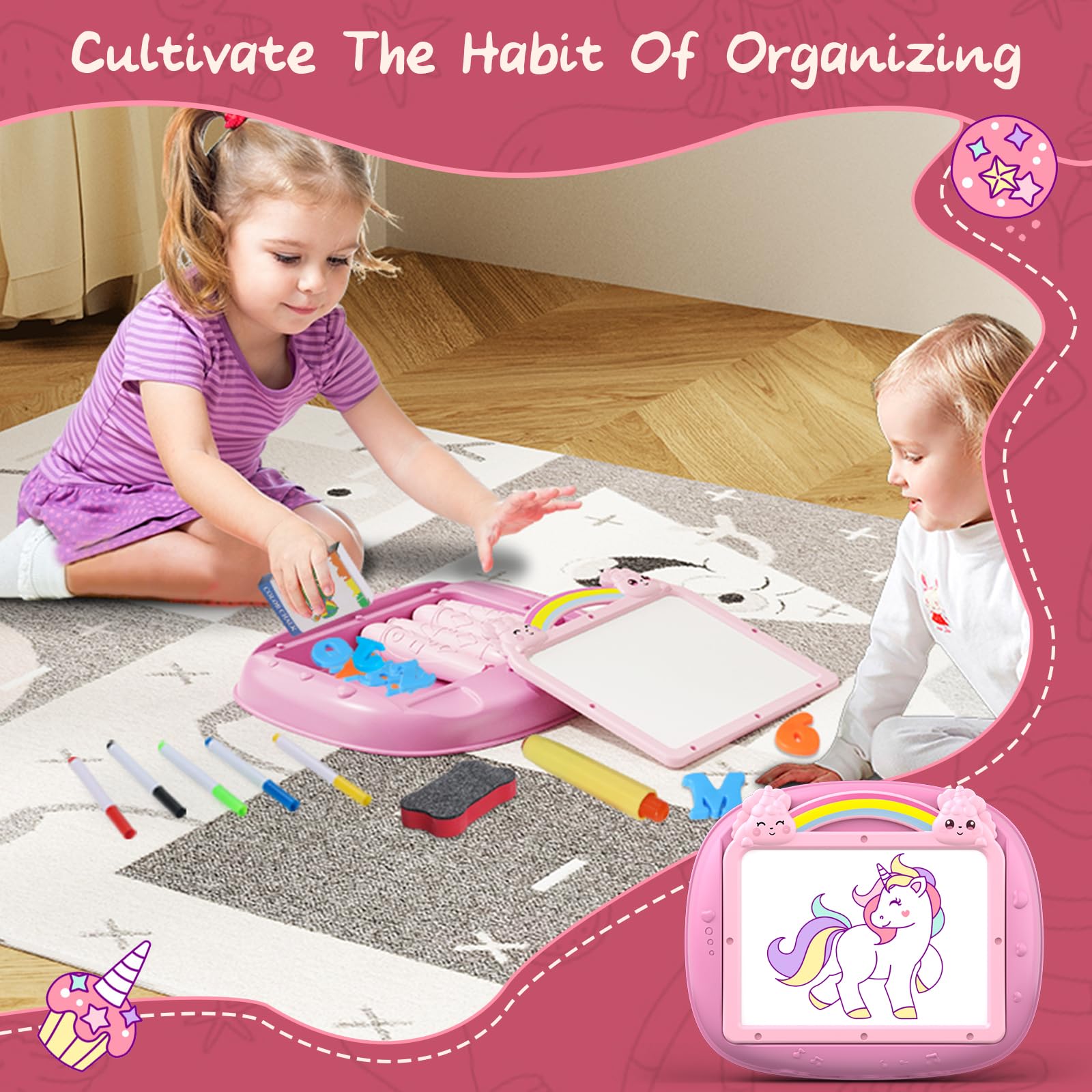 Cokzer art table showing chalkboard and whiteboard surfaces for flexible learning