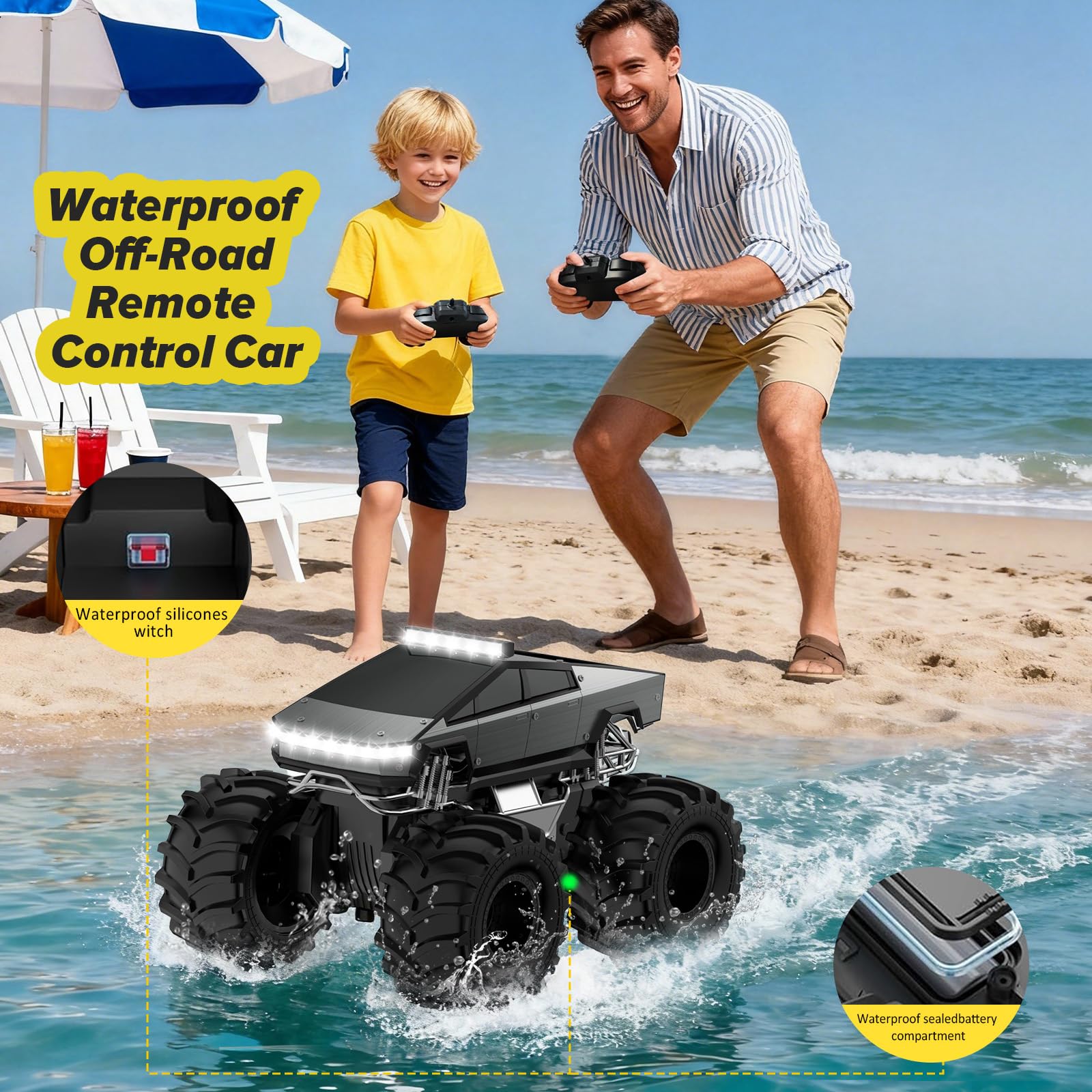 Cokzer RC Car durable tires provide strong grip on mud sand and grass.