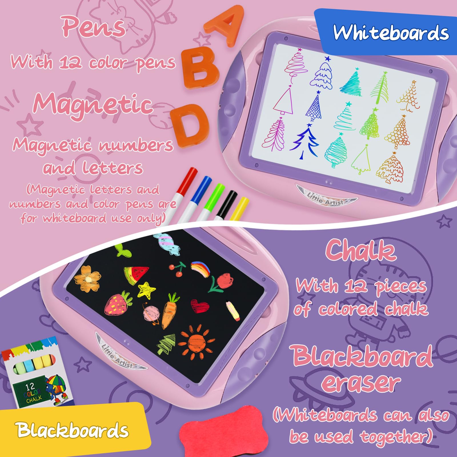 Cokzer Toddler Color Pens and Chalk Kit supports vibrant, mess-friendly drawing.