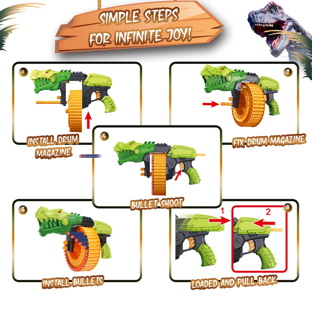 Coldfire Pump-action dino blaster delivers quick, satisfying shots.