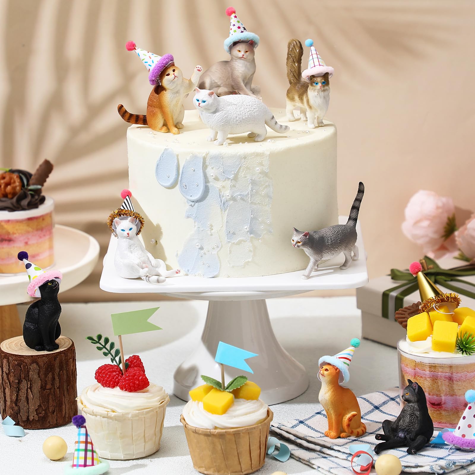 Colingmill mini birthday hats for cupcakes with colorful charm