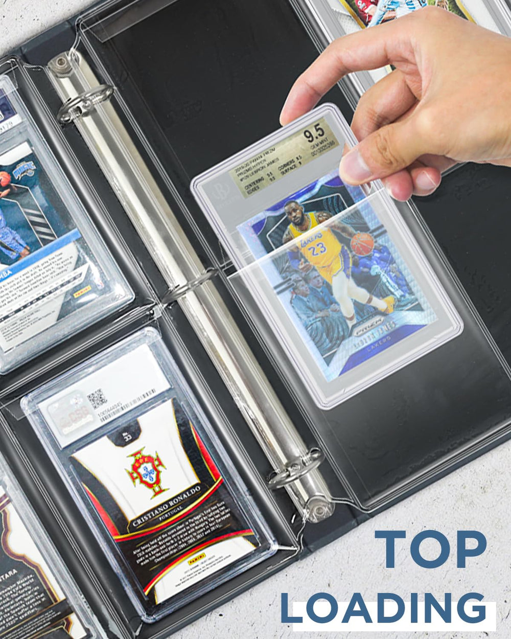 CollectHall graded card slabs fit One-Touch holders securely inside sleeves.
