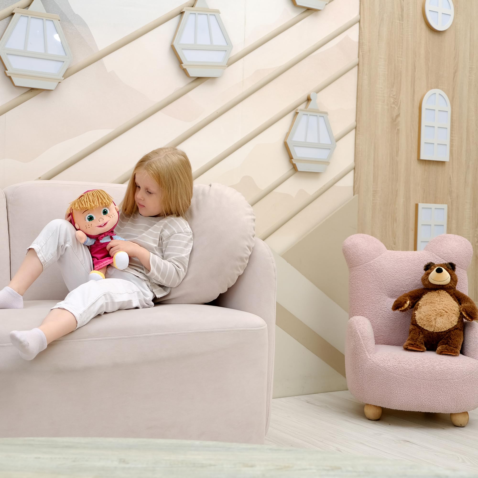 Collectible packaging of Masha and the Bear plush set.