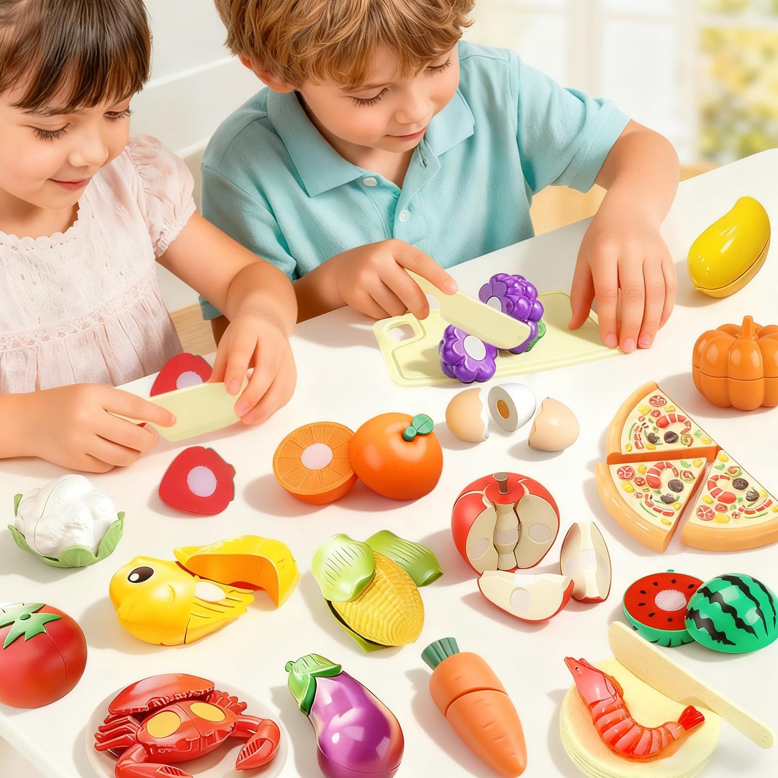 Colnic pretend play food apple wedges highlights safe, durable pieces for fine motor practice.