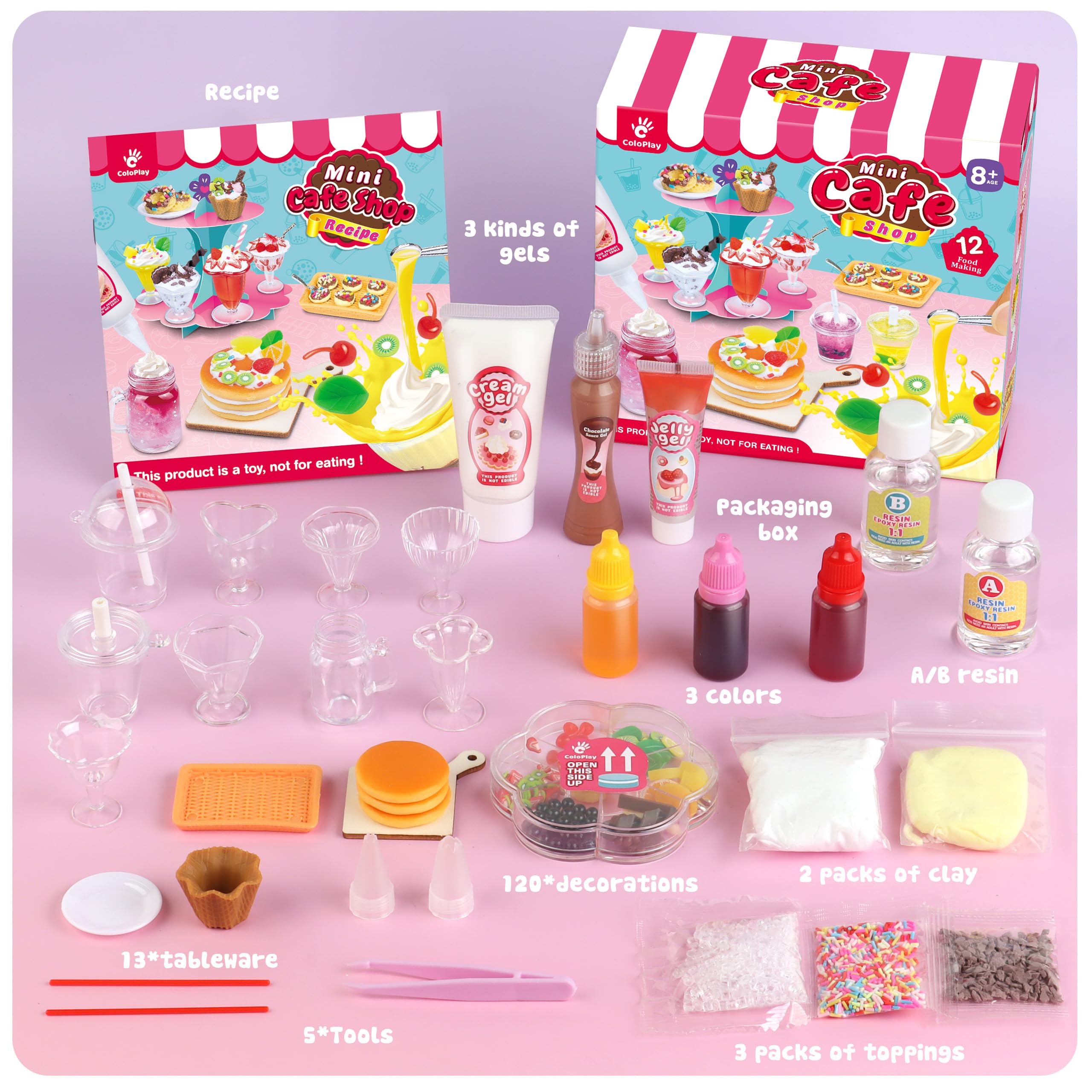 ColoPlay detailed miniature desserts add realism to playful kitchen scenes.