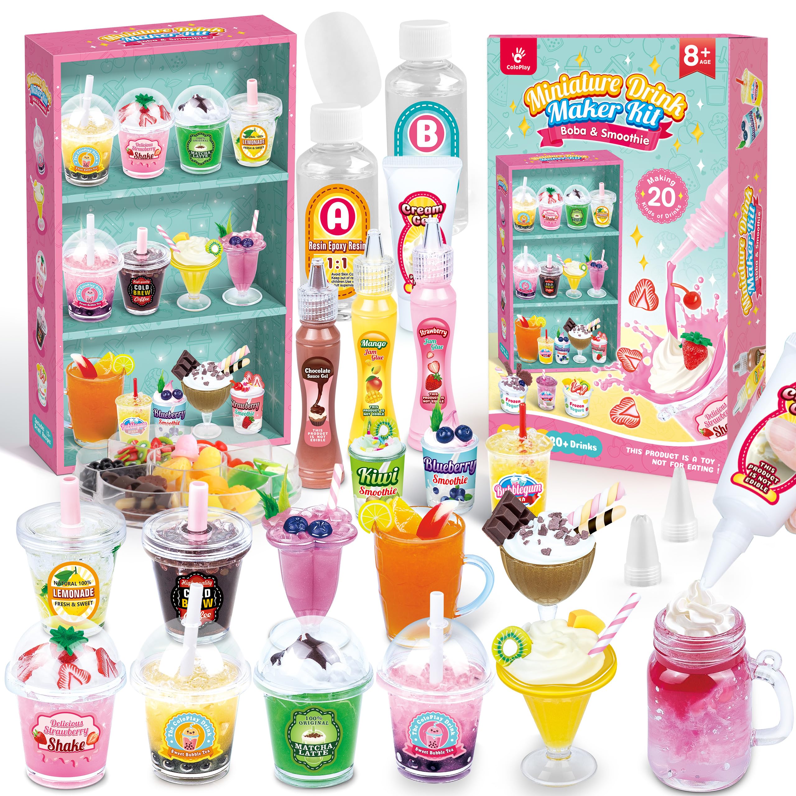 ColoPlay miniature drink kit contents with colorful pieces for imaginative pretend play.