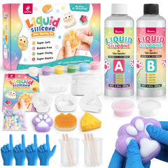 ColoPlay Taba Squishy Kit liquid silicone pour shows bubble-free curing and smooth results.