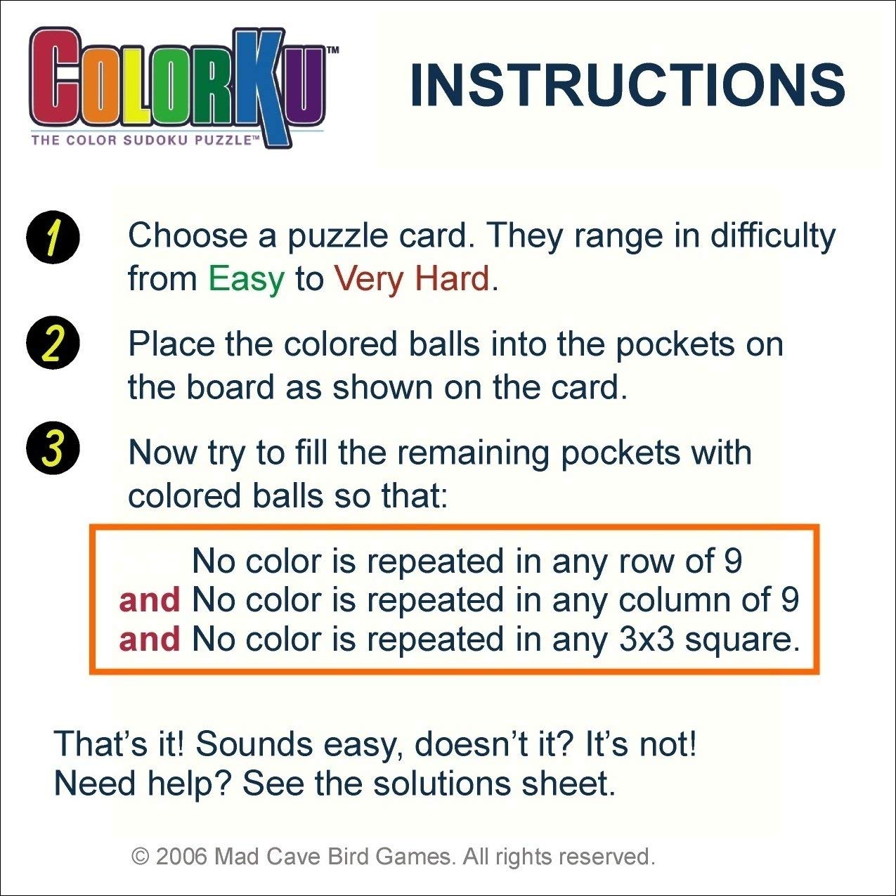 ColorKu board measures 11.5 by 11.5 inches for tabletop play.