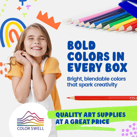Color Swell pencils with pre-sharpened 7-inch barrels enable smooth shading.