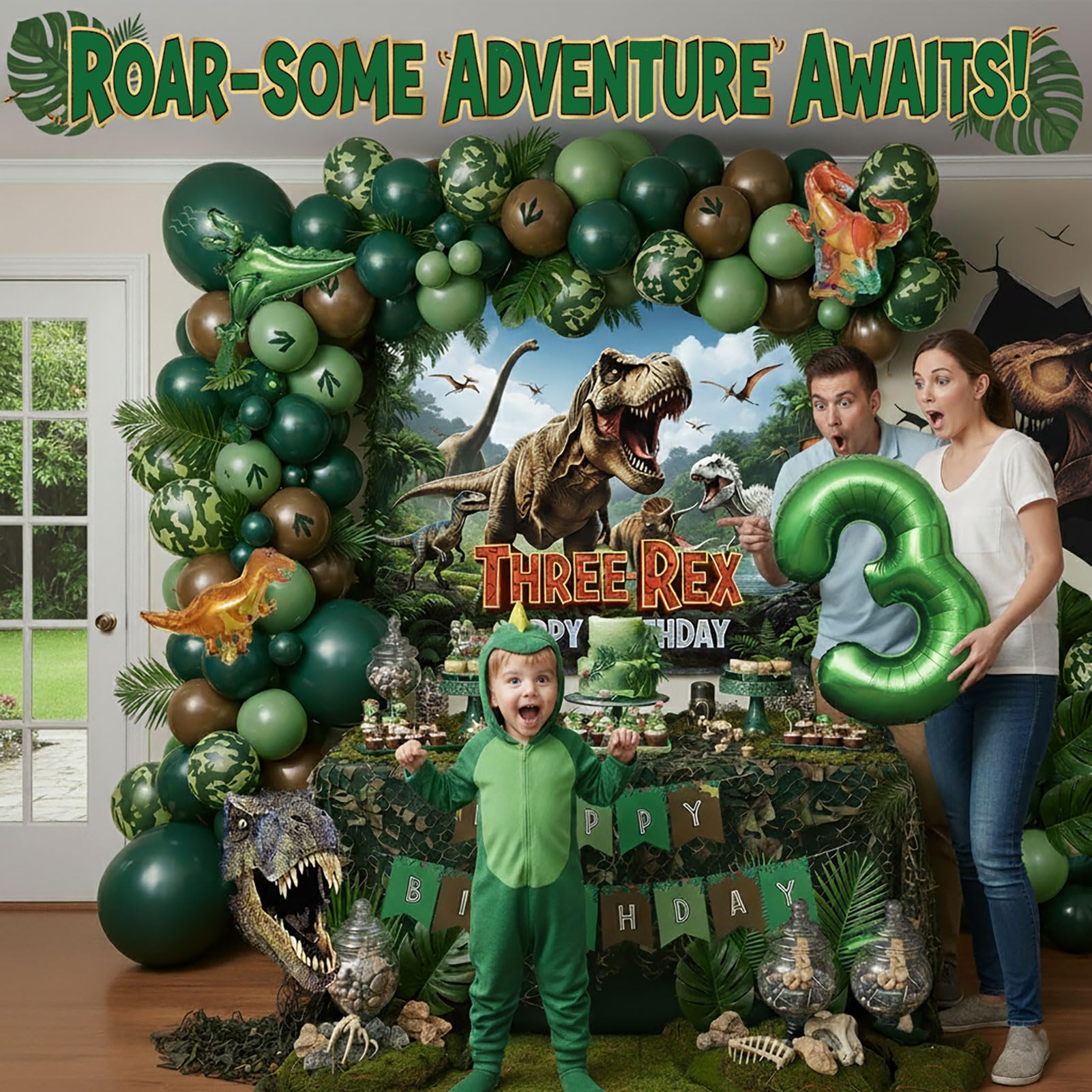 ColorToyz Happy Birthday banner showcases Dino theme for party signage.