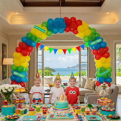 ColorToyz Sesame Friends backdrop creates a photo-ready party centerpiece.
