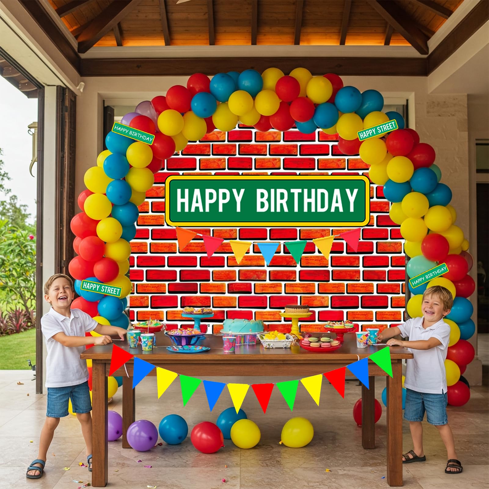ColorToyz Sesame Friends balloon garland arch adds vibrant focal point for celebrations.