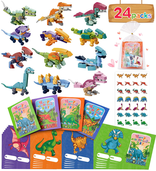 Colplay dinosaur building blocks set shown unassembled for classroom gift exchanges.