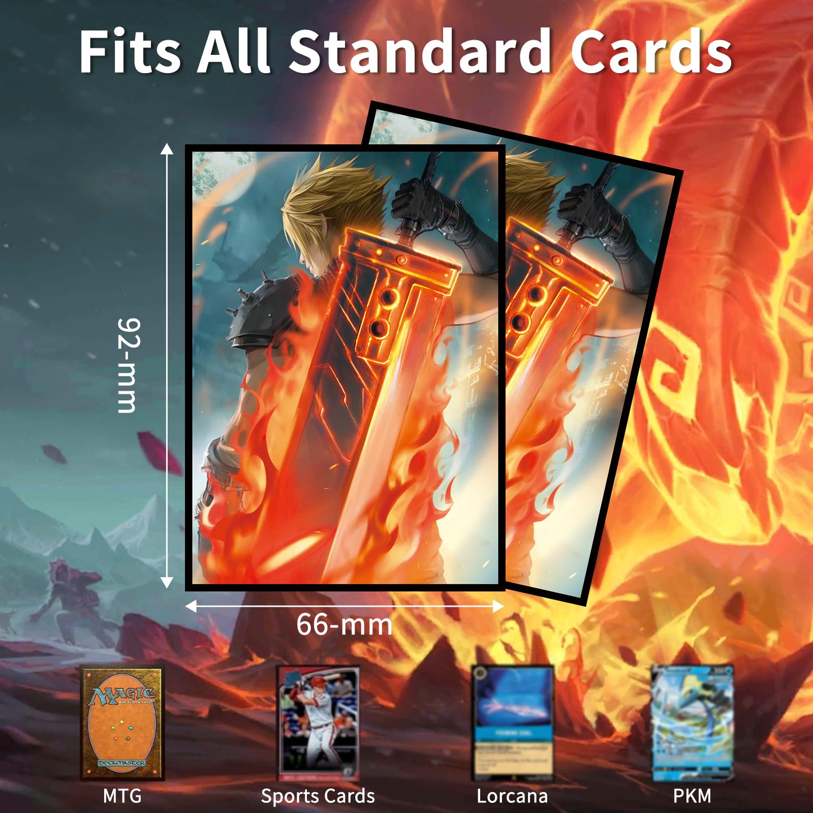 Comdek00 MTG sleeves fit standard-size cards for versatile deck setups.