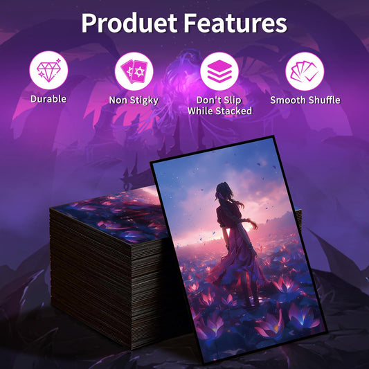 Comdek00 MTG sleeves Fantasy Lotus back view shows matte finish reducing glare.