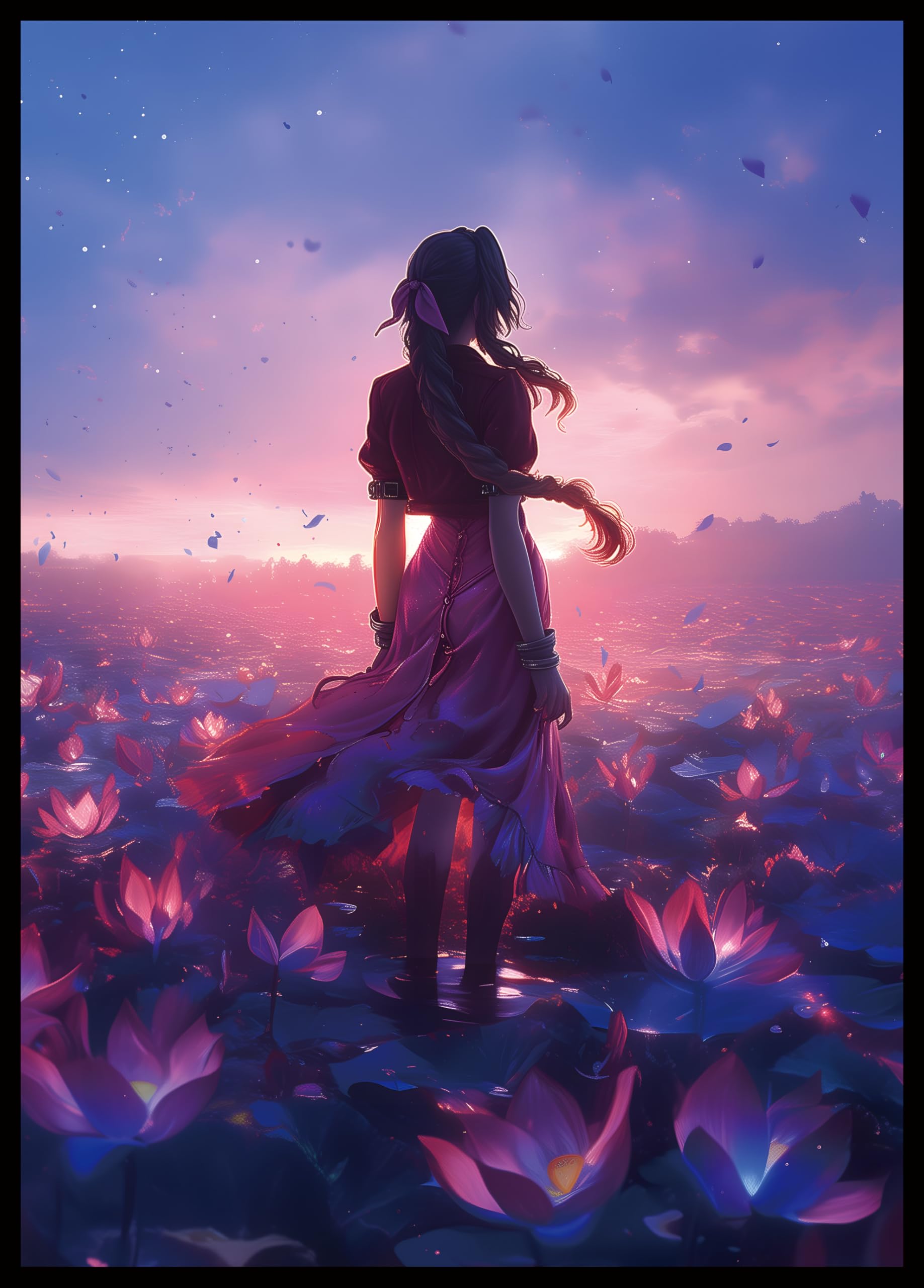 Comdek00 MTG sleeves Fantasy Lotus front view with clear protection and vibrant art.