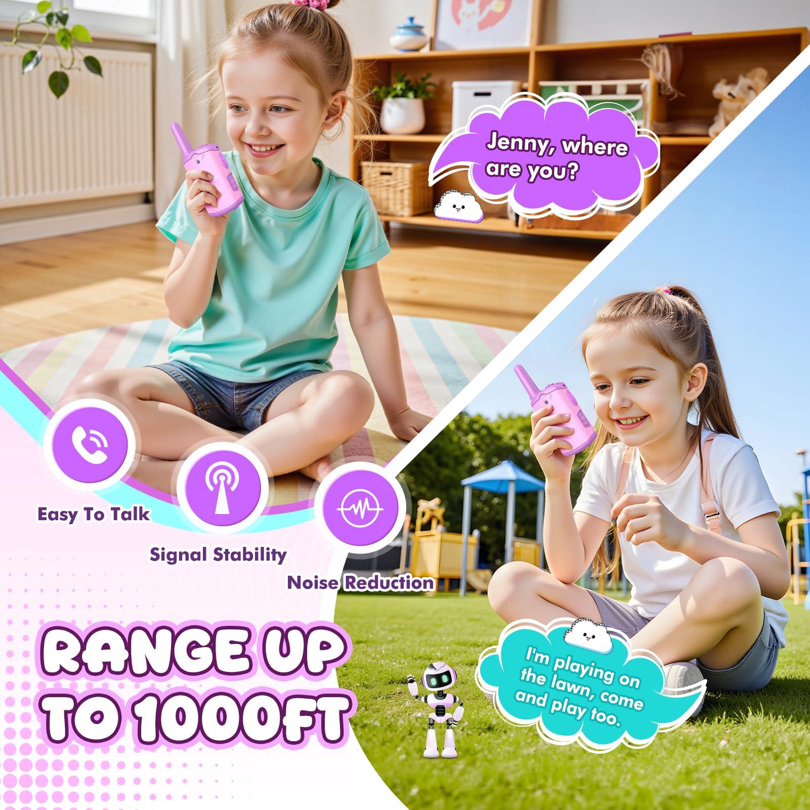 Comedyfun Kids Walkie Talkies front view showcases compact design perfect for small hands.