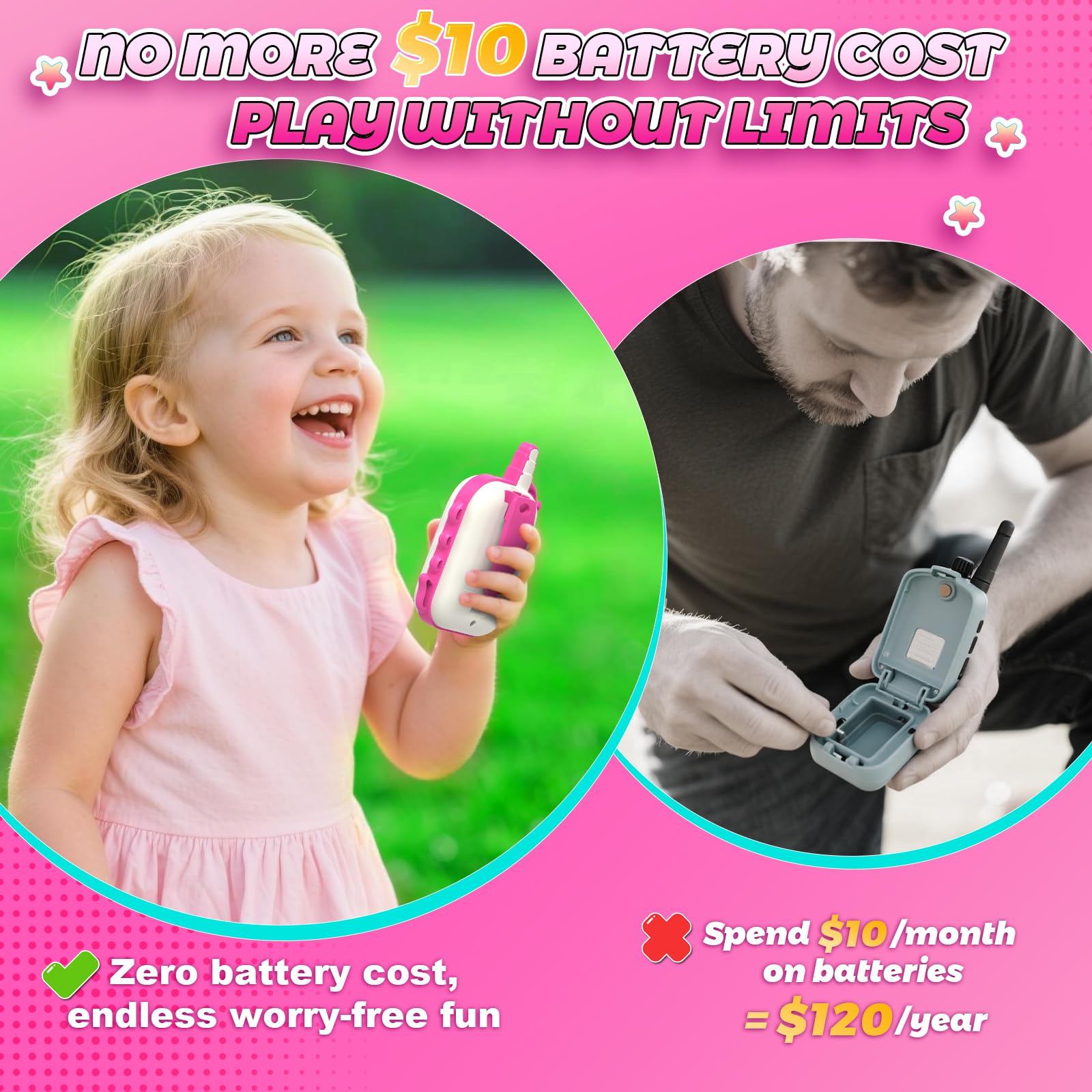 ComedyFun rechargeable walkie talkie pair ready for playtime and adventures.