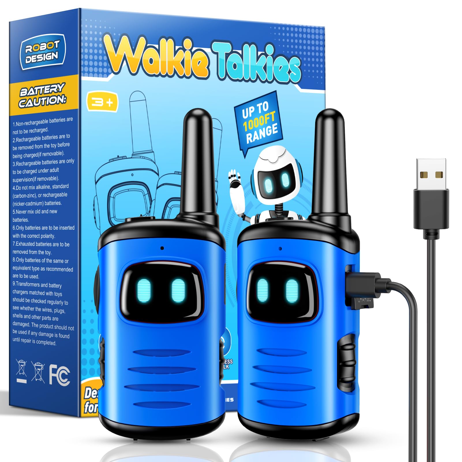 ComedyFun Rechargeable Walkie Talkies—front view, kid-friendly size for easy backyard communication.