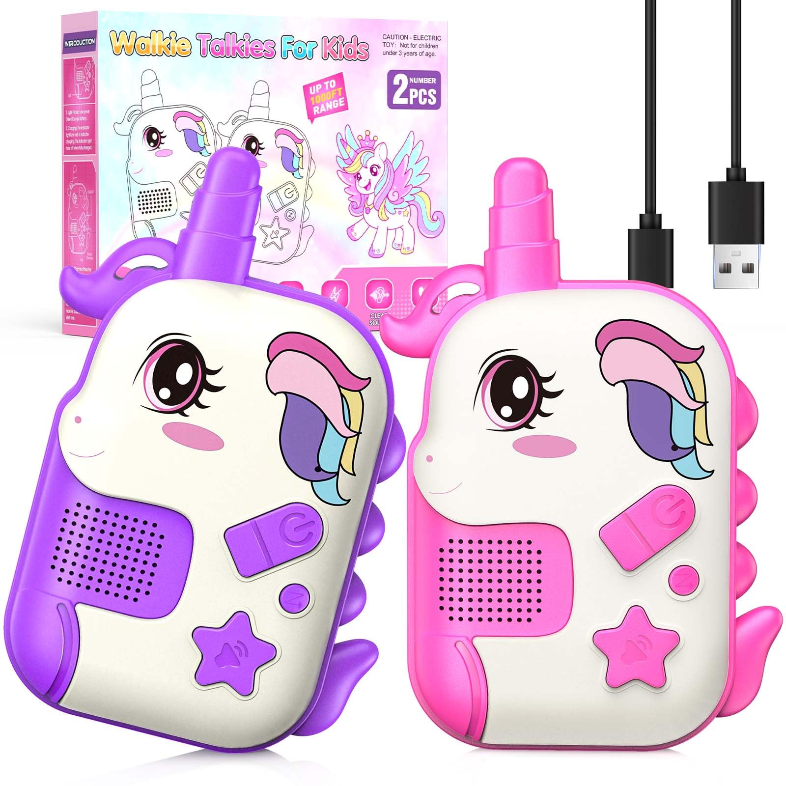 ComedyFun unicorn walkie talkie front view, kid-friendly handling for little hands.