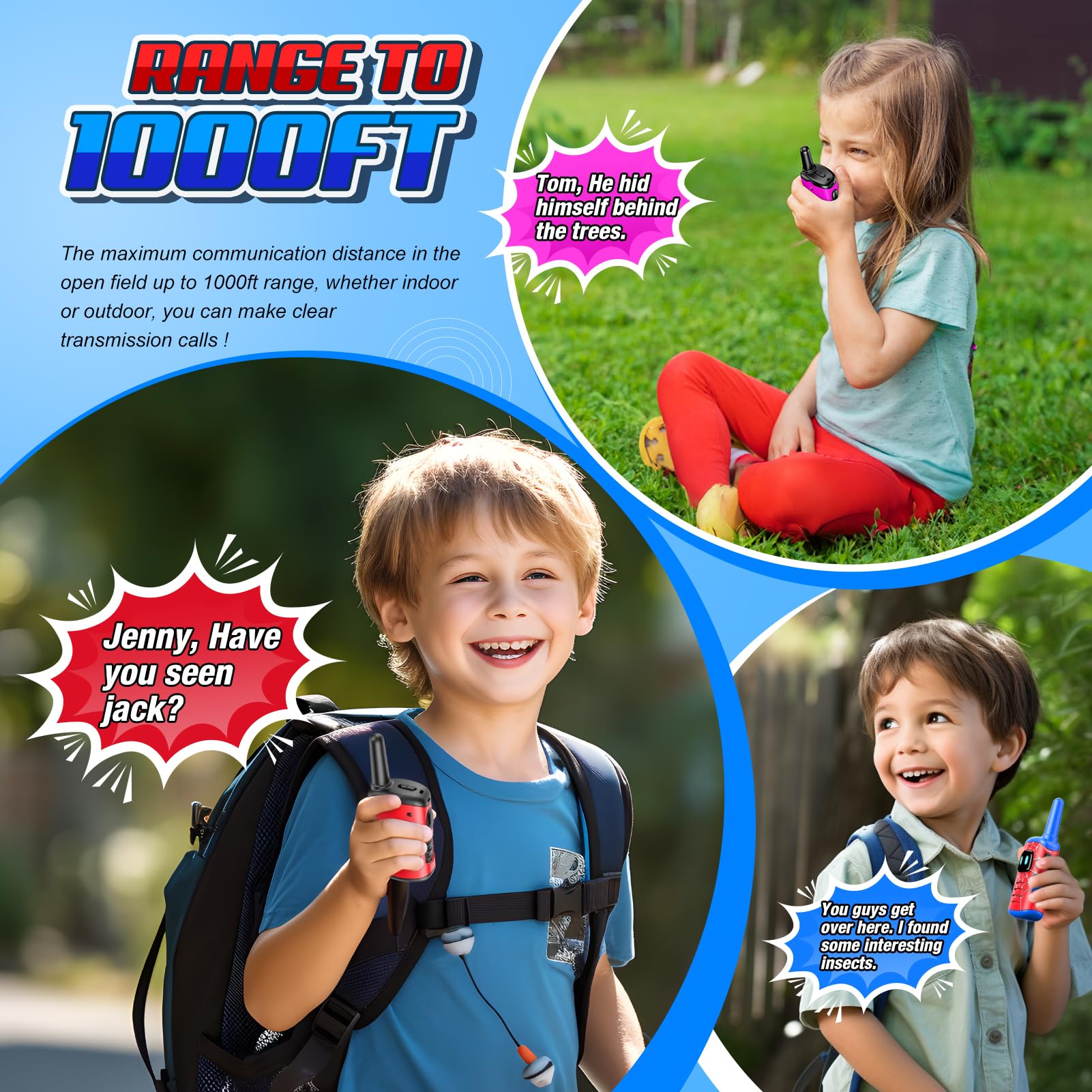 ComedyFun walkie talkies with type-c-rechargeable design offer quick charging for playtime.