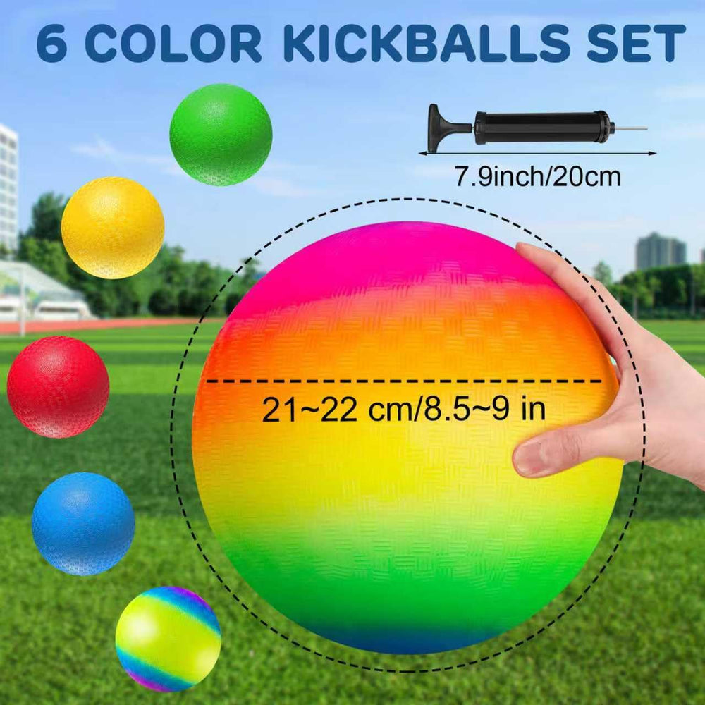 Comethu 8.5-inch playground ball kit with all pieces laid out for quick setup.