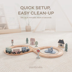 Comfy Cubs beech and pine wood pieces ensure durable, smooth play surfaces