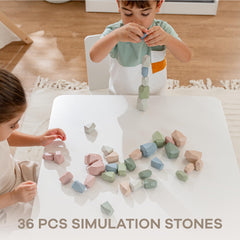 Neutral pack wooden rocks from Comfy Cubs for open-ended exploration