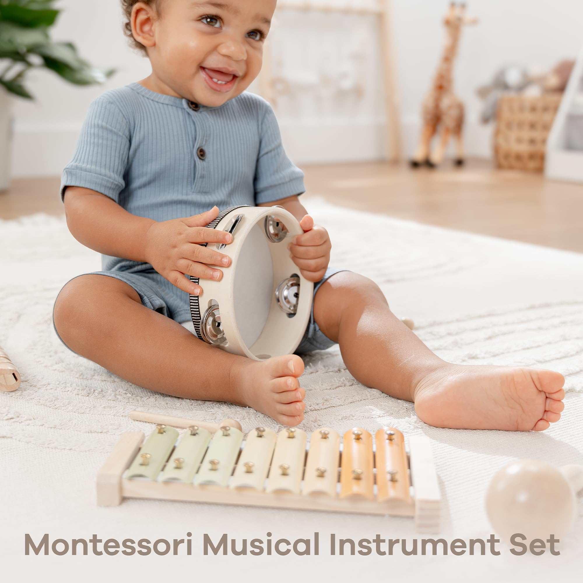 Comfy Cubs xylophone with sticks encourages hand-eye coordination.