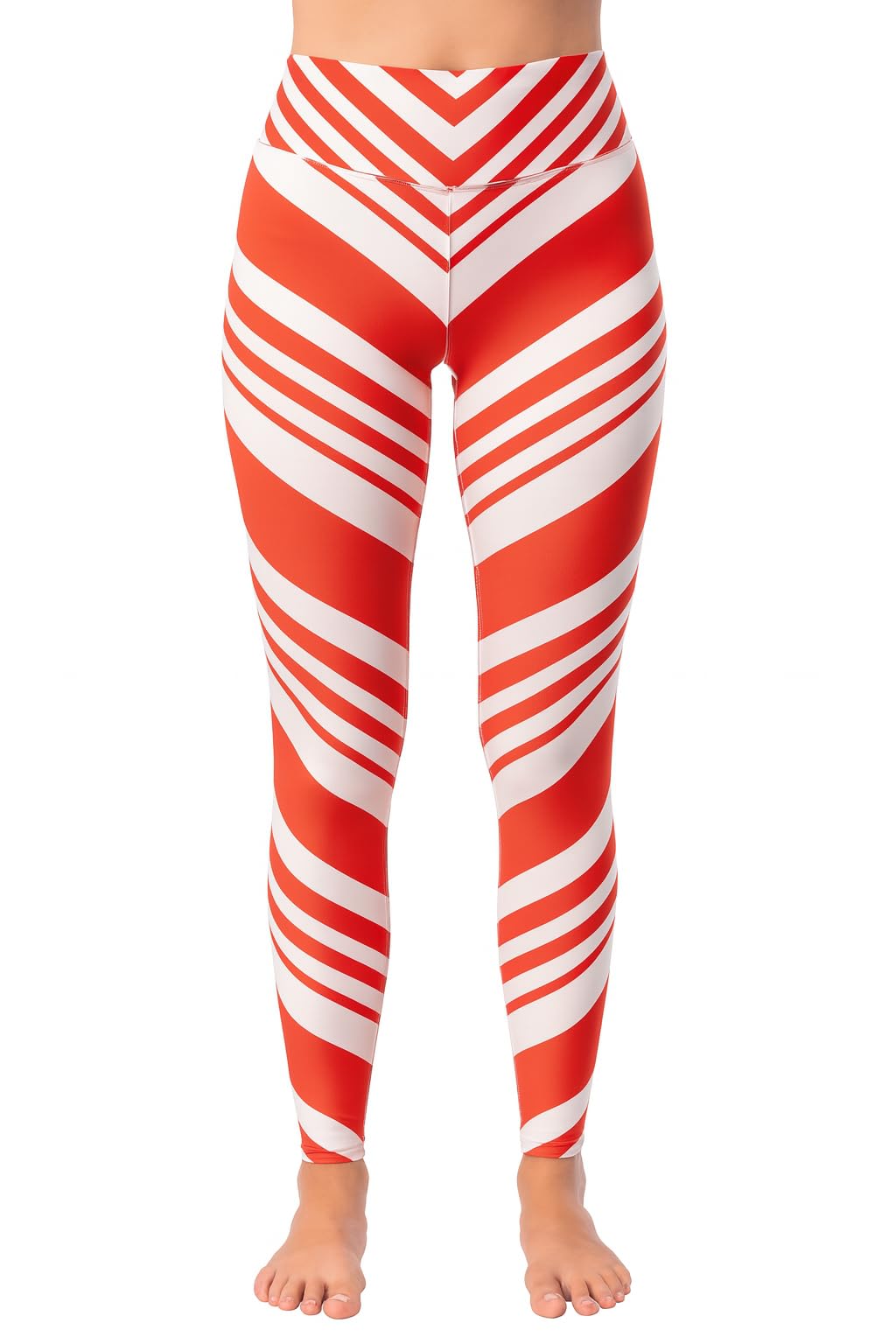 ComfyCamper Christmas leggings with Santa print, cozy for festive photos.