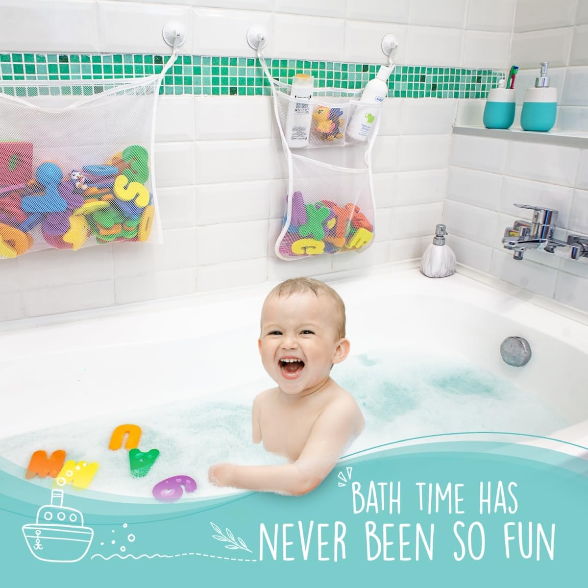 36 foam alphabet and number toys float and cling to tub walls