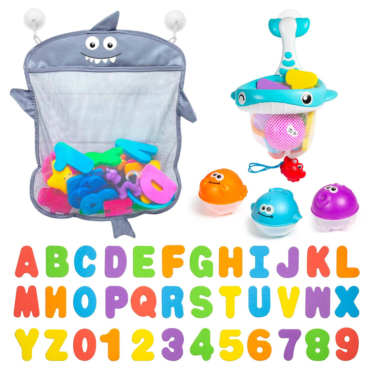 Comfylife bath toy organizer mounted on tub keeps bath toys within reach.