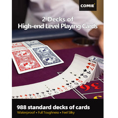 Comie numbered chips aid quick value identification during play.