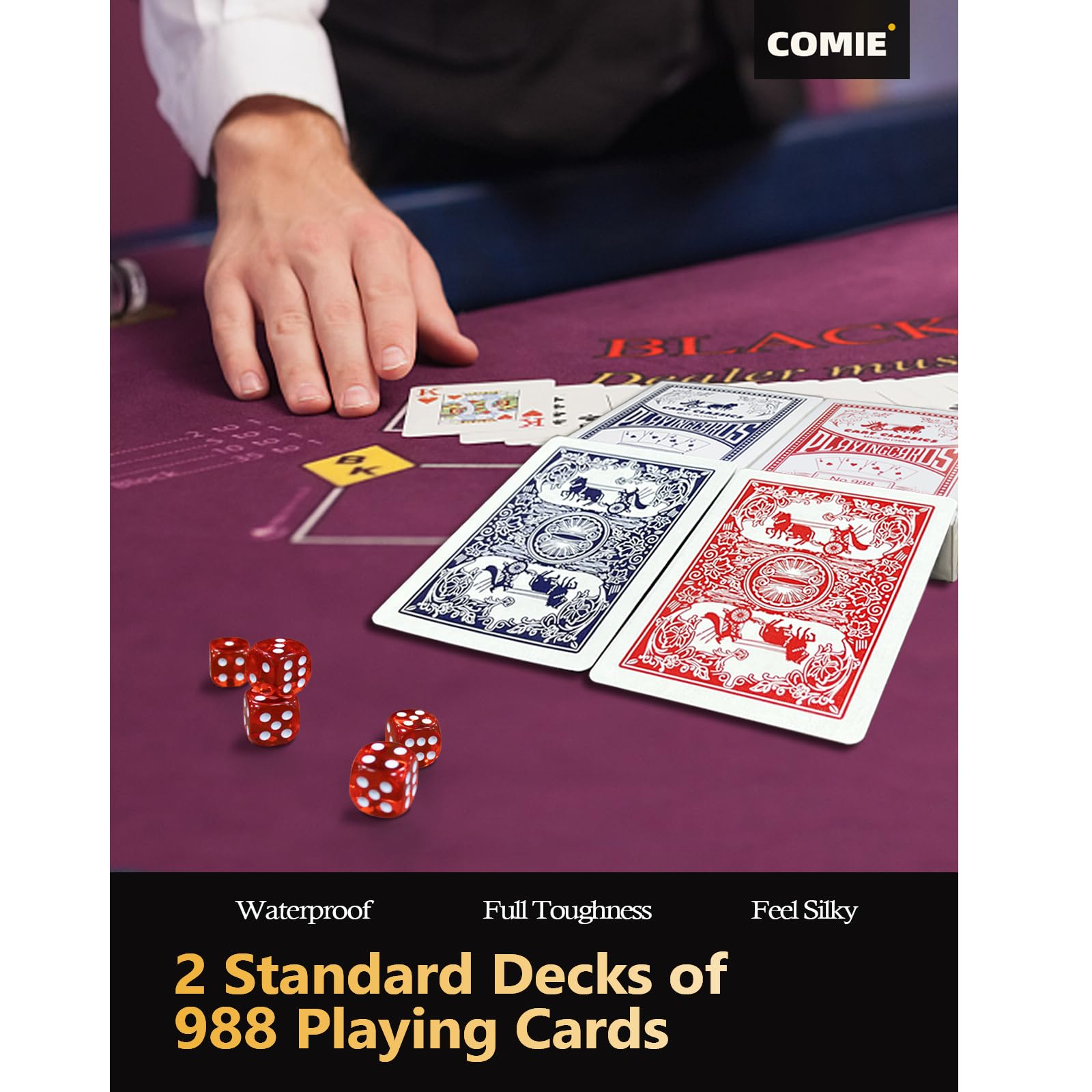 Comie poker chips 11.5g weight with iron core for a premium feel.