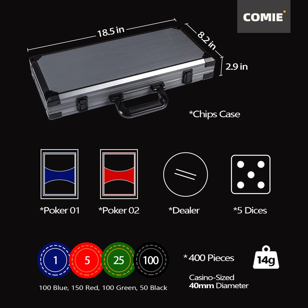 Comie 14-gram clay poker chips feel heavy and premium for serious home games.