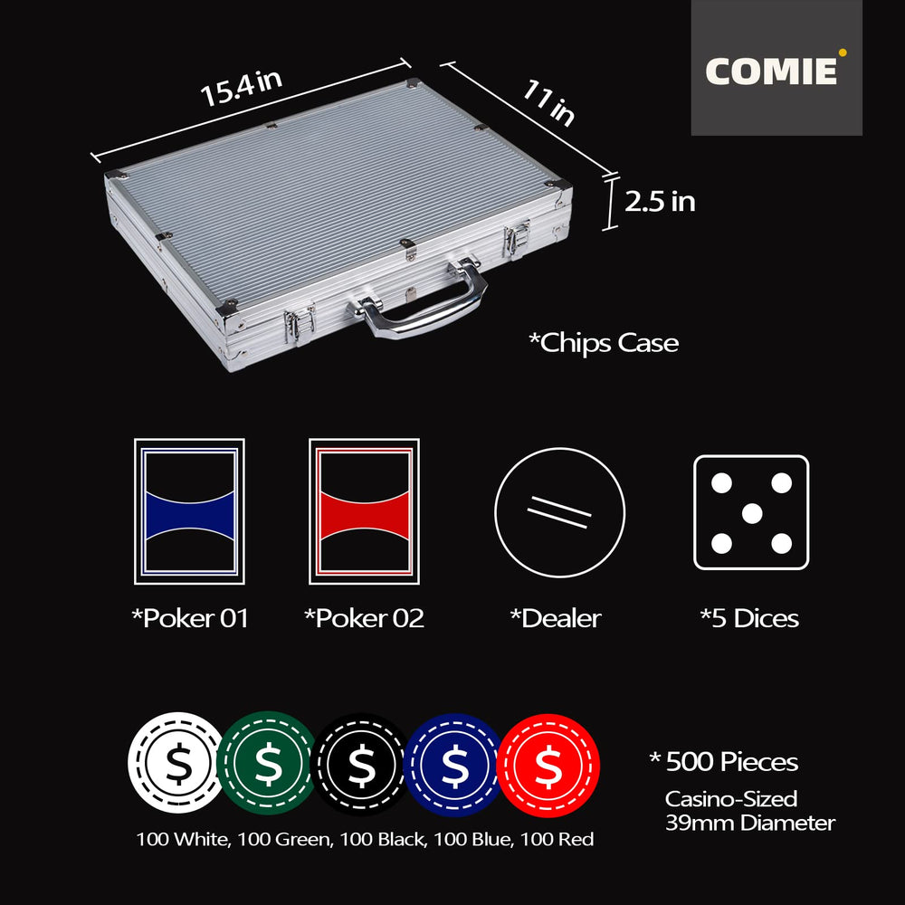 Comie aluminum travel case with organized interior for on-the-go play.