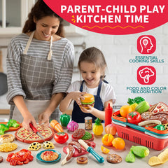 Comirth play food set with fruits and vegetables for color recognition and pretend meals.