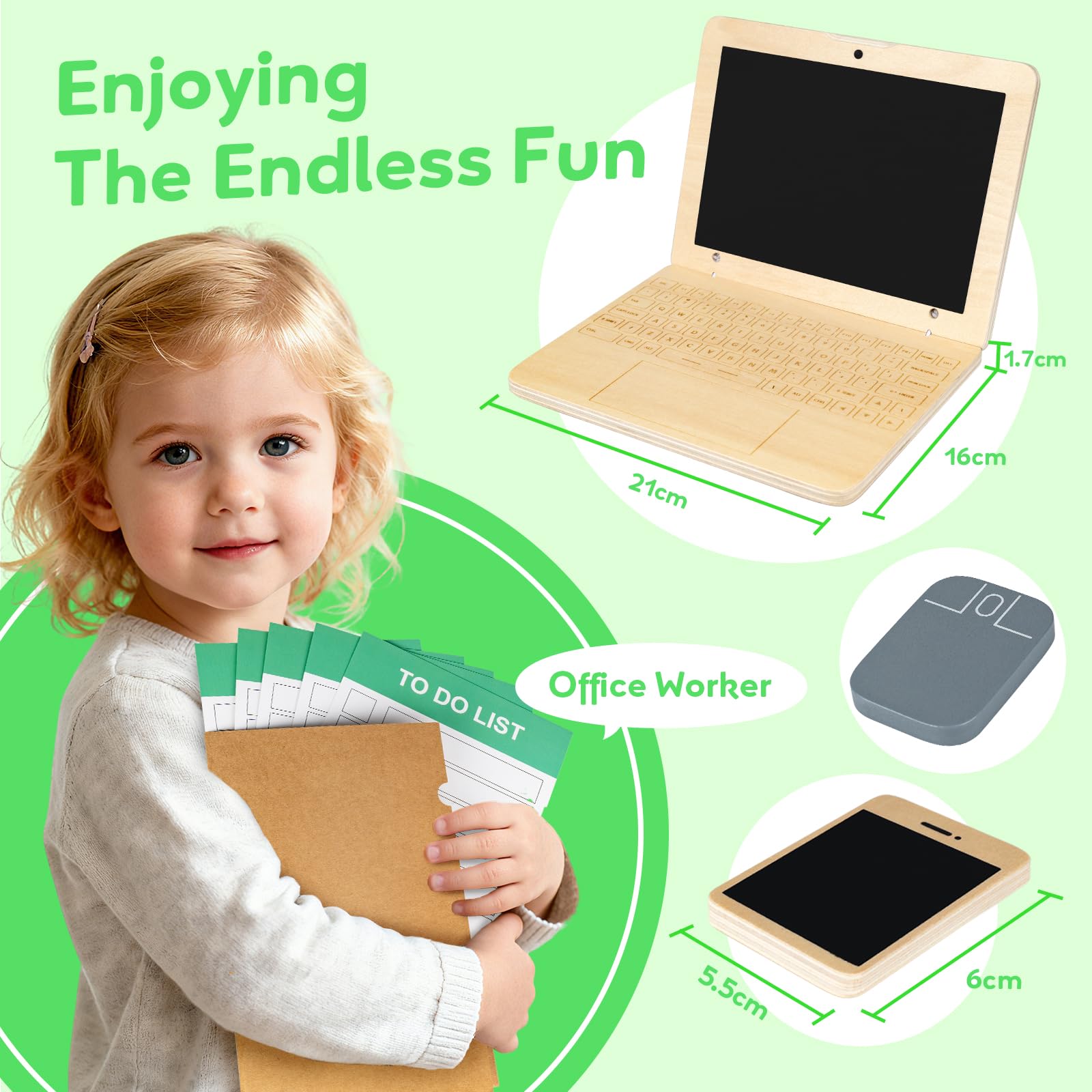 Commodum wooden pretend play office phone for kids, supports role-play communication.