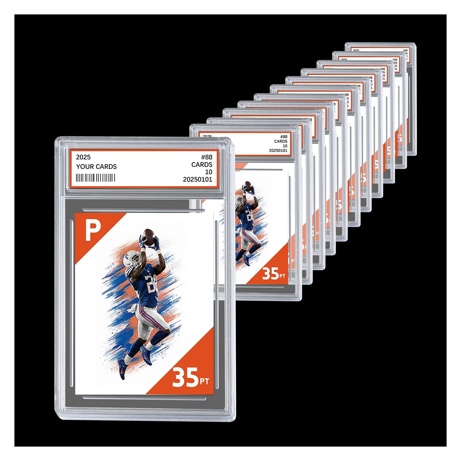 Comnge 12ct graded card slab front view protects TCG and sports cards with crystal-clear UV-resistant acrylic