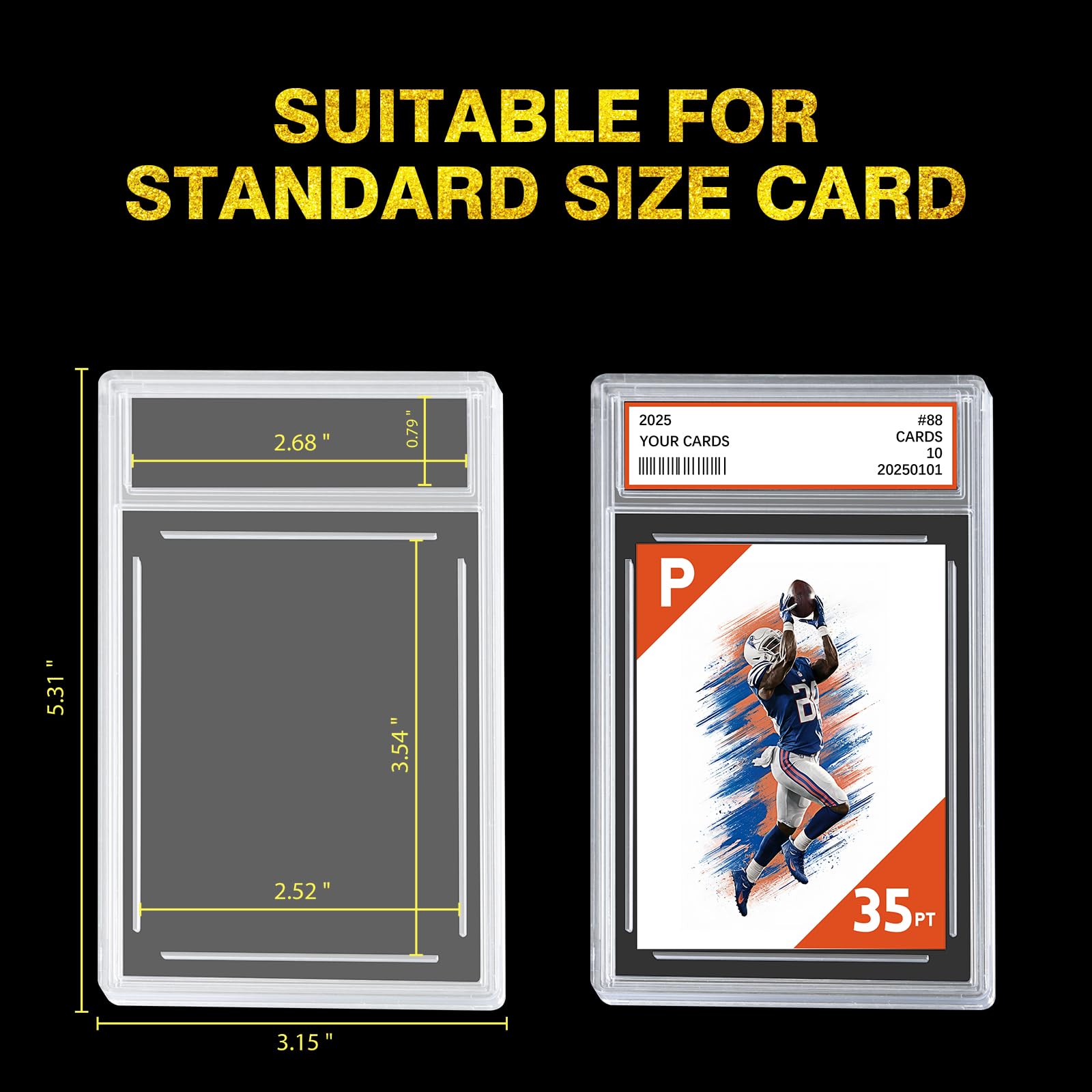 Comnge 12ct graded card slab side assembly demonstrates secure corner cutouts for easy card placement
