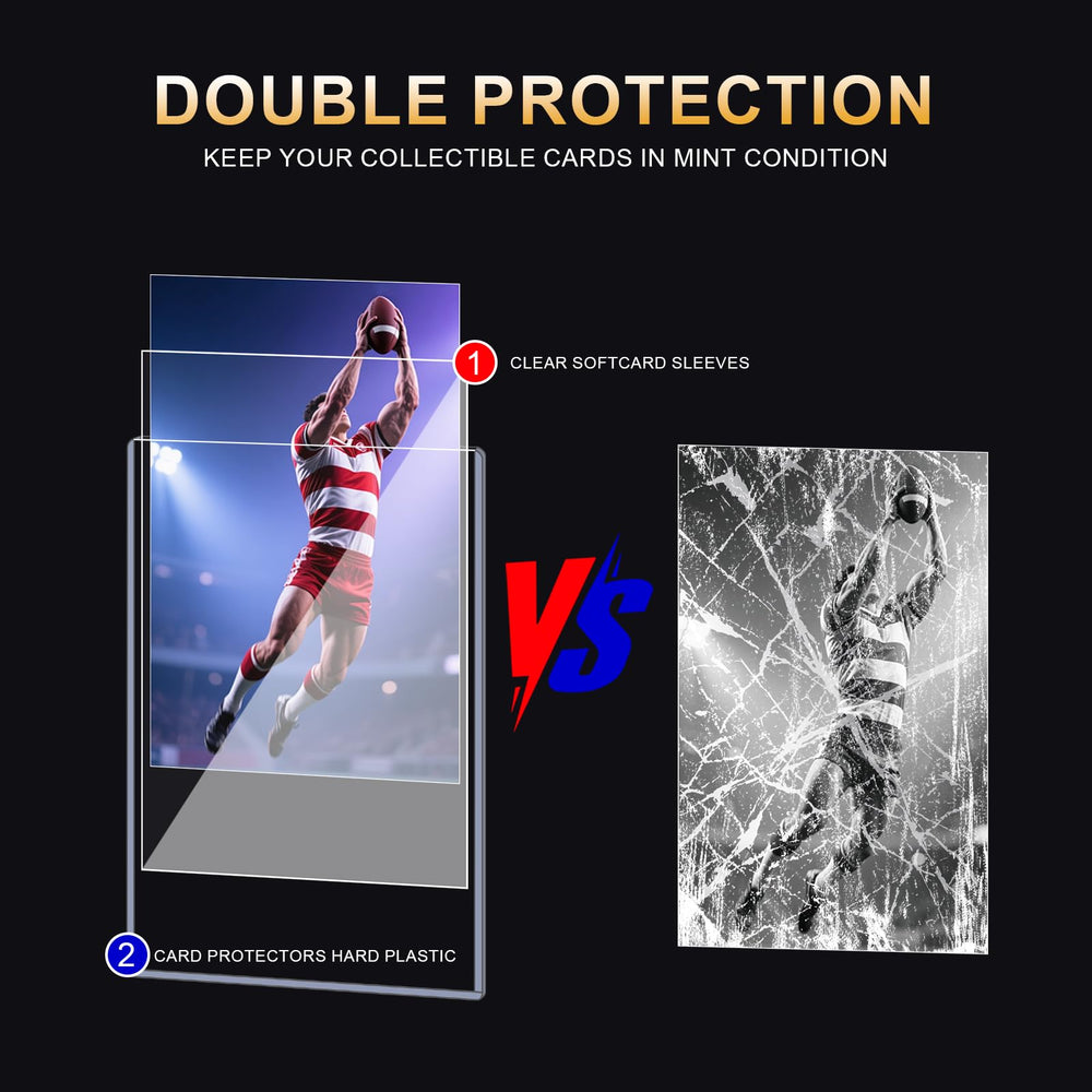 Comnge hard plastic trading card protector keeps cards rigid and safe