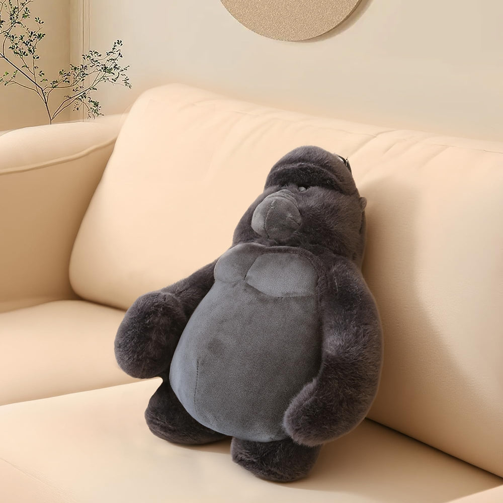 Comnonage gorilla plush close-up eyes with friendly gaze and comfort.