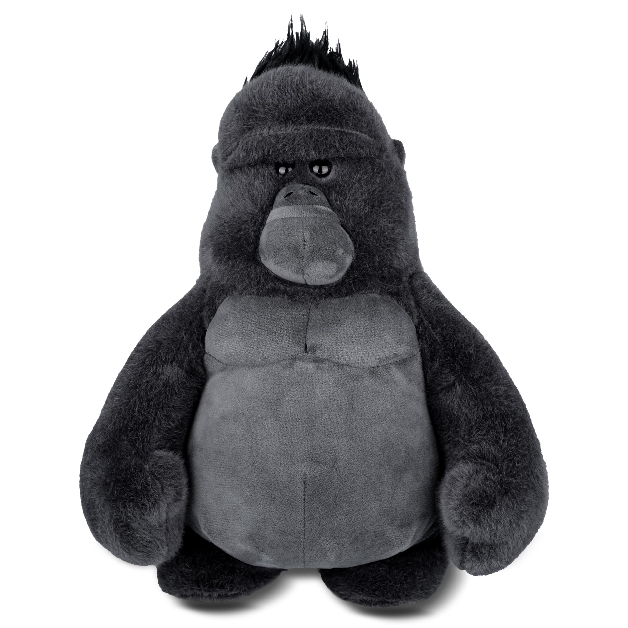 Comnonage gorilla plush 15in front view for cuddly lifelike presence.