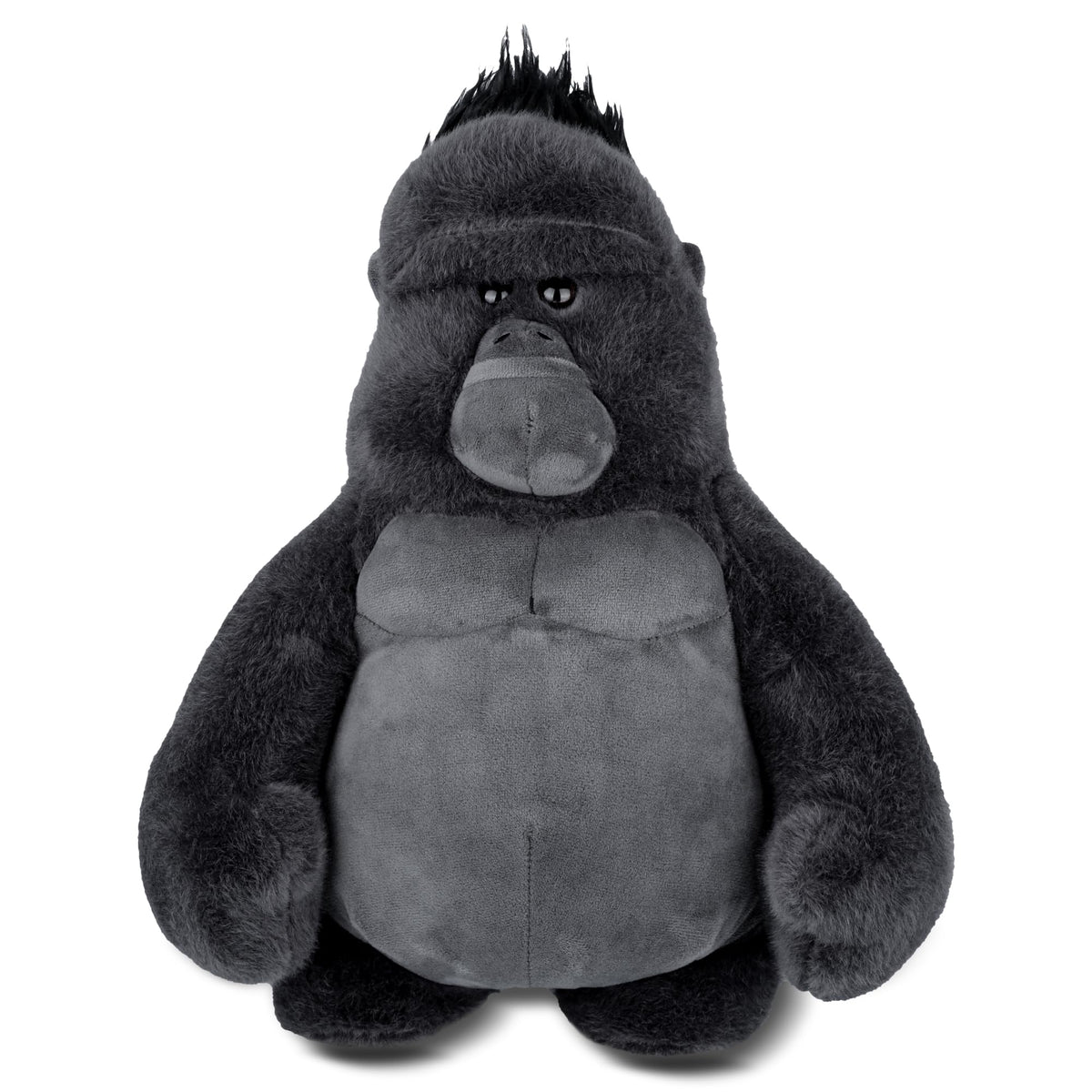 Comnonage gorilla plush 15in front view for cuddly lifelike presence.