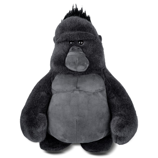 Comnonage gorilla plush 15in front view for cuddly lifelike presence.