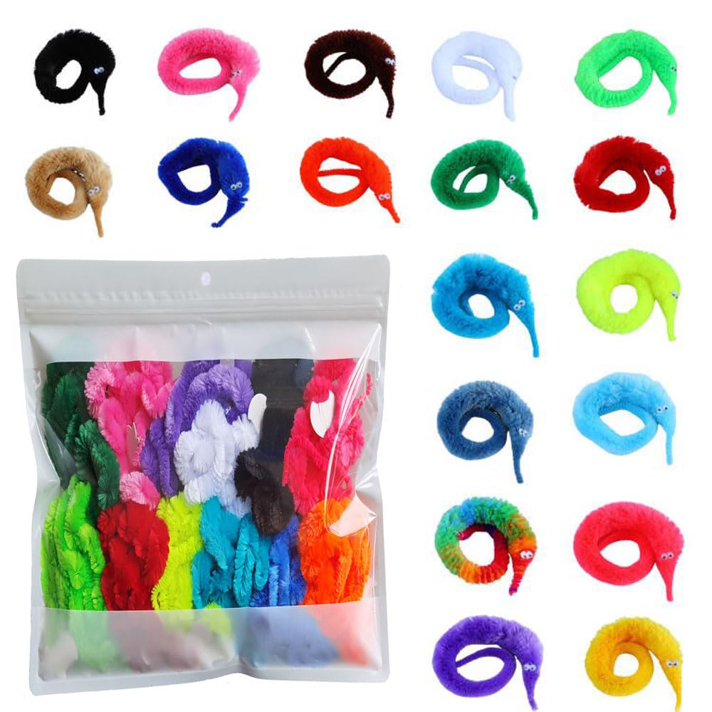 Comonc magic worms packaging with 100 pieces for party decorations and unboxing fun