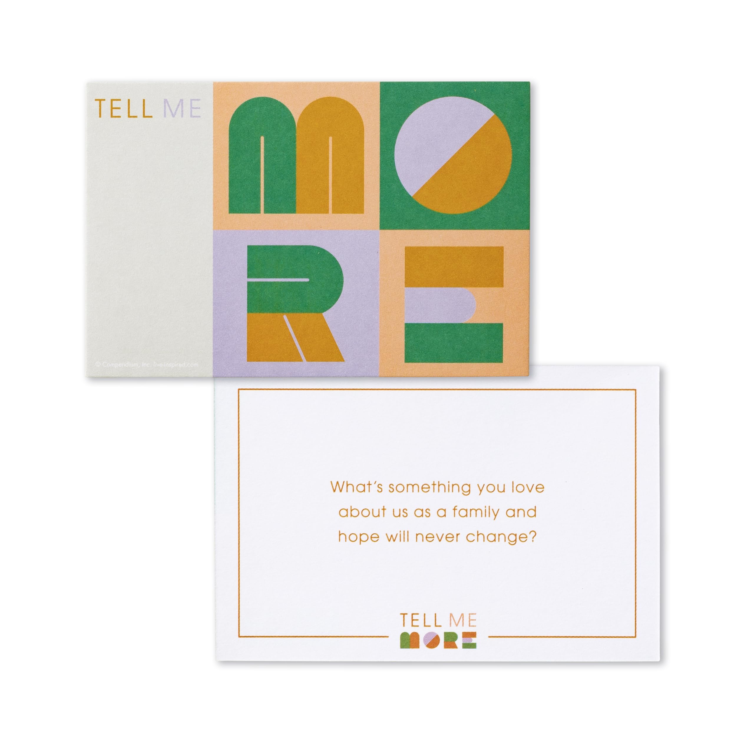 Compendium Tell Me More Family Edition gatherings prompts nurture family bonds.