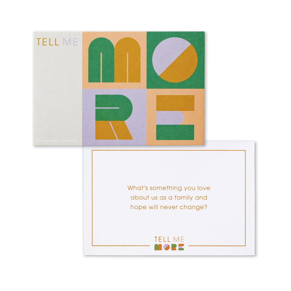 Compendium Tell Me More Family Edition gatherings prompts nurture family bonds.