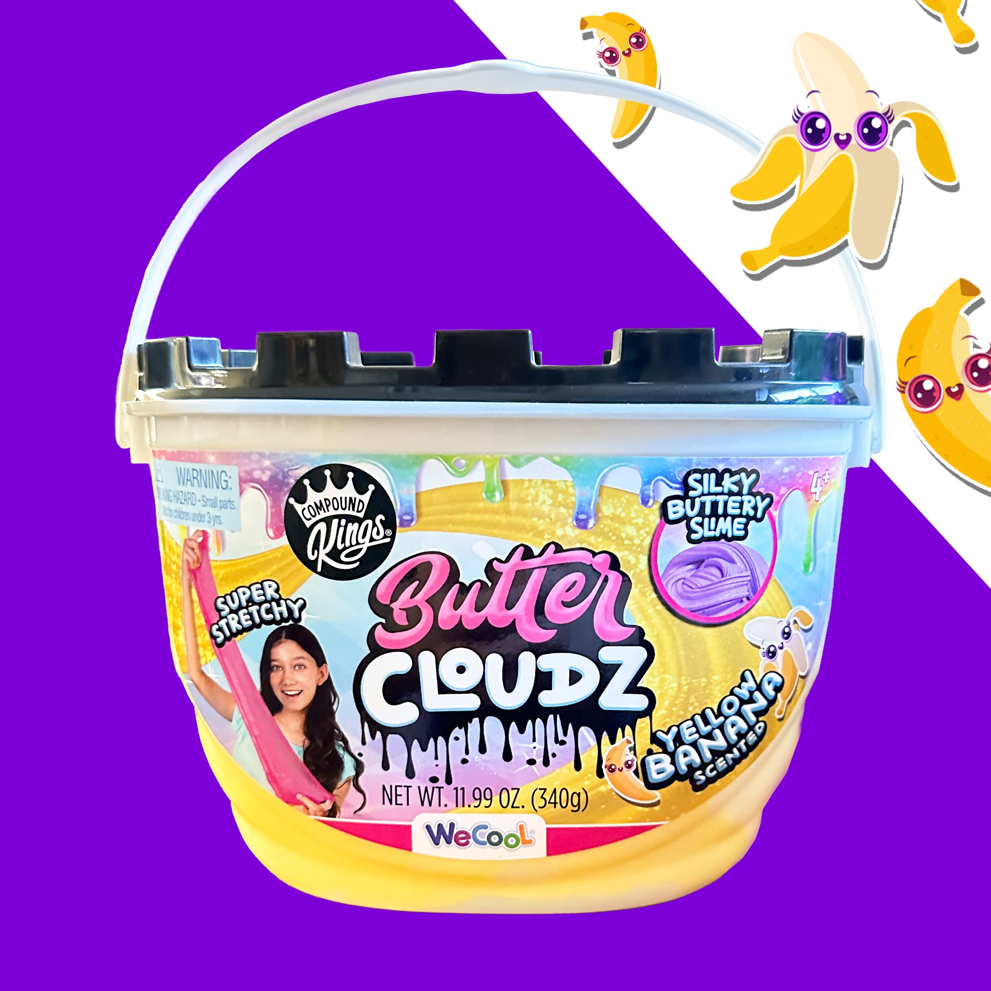 Compound Kings Fluffy Butter Cloudz bucket open lid with ready-to-play slime