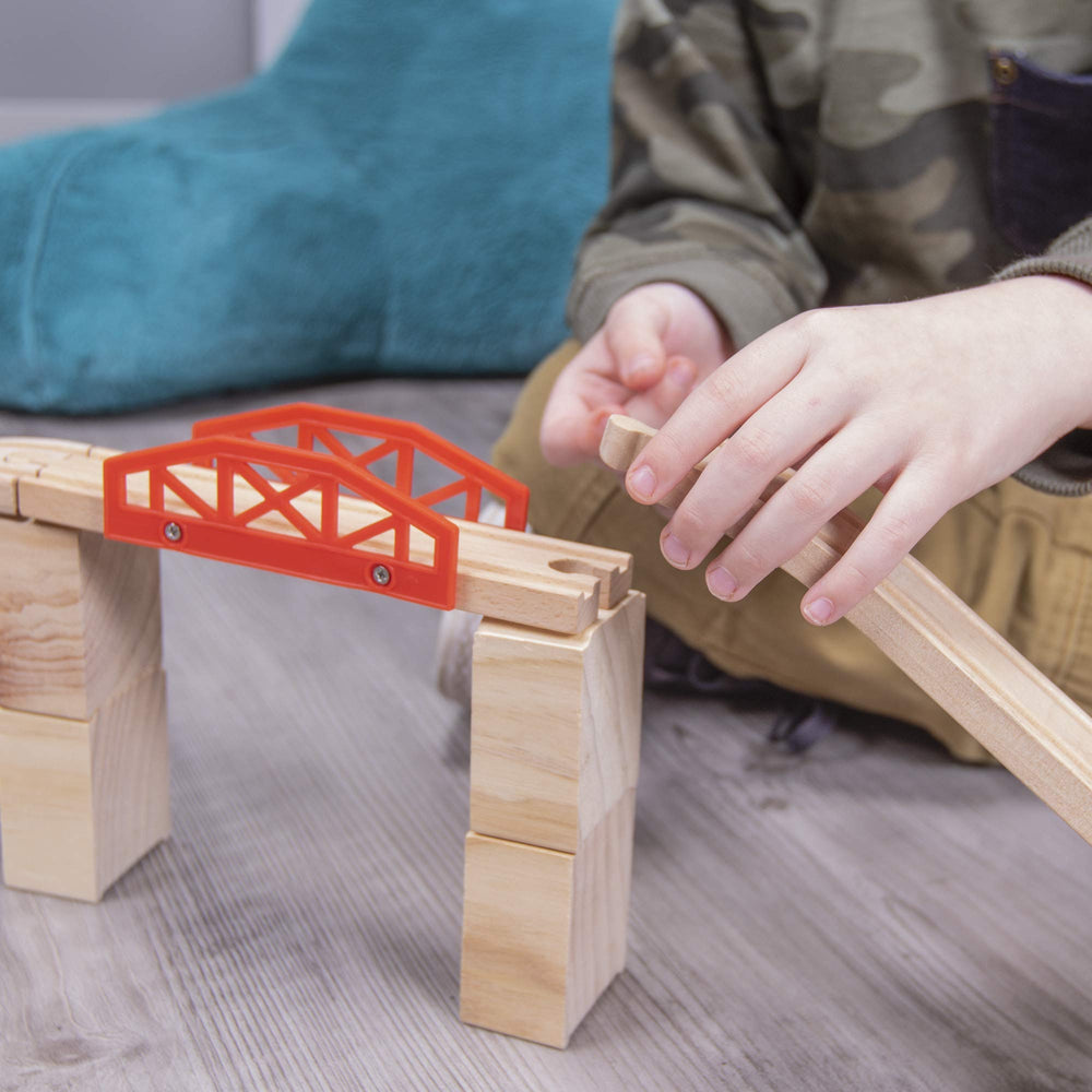 Conductor Carl wood ascending track 8.5-inch pair supports evolving layouts.